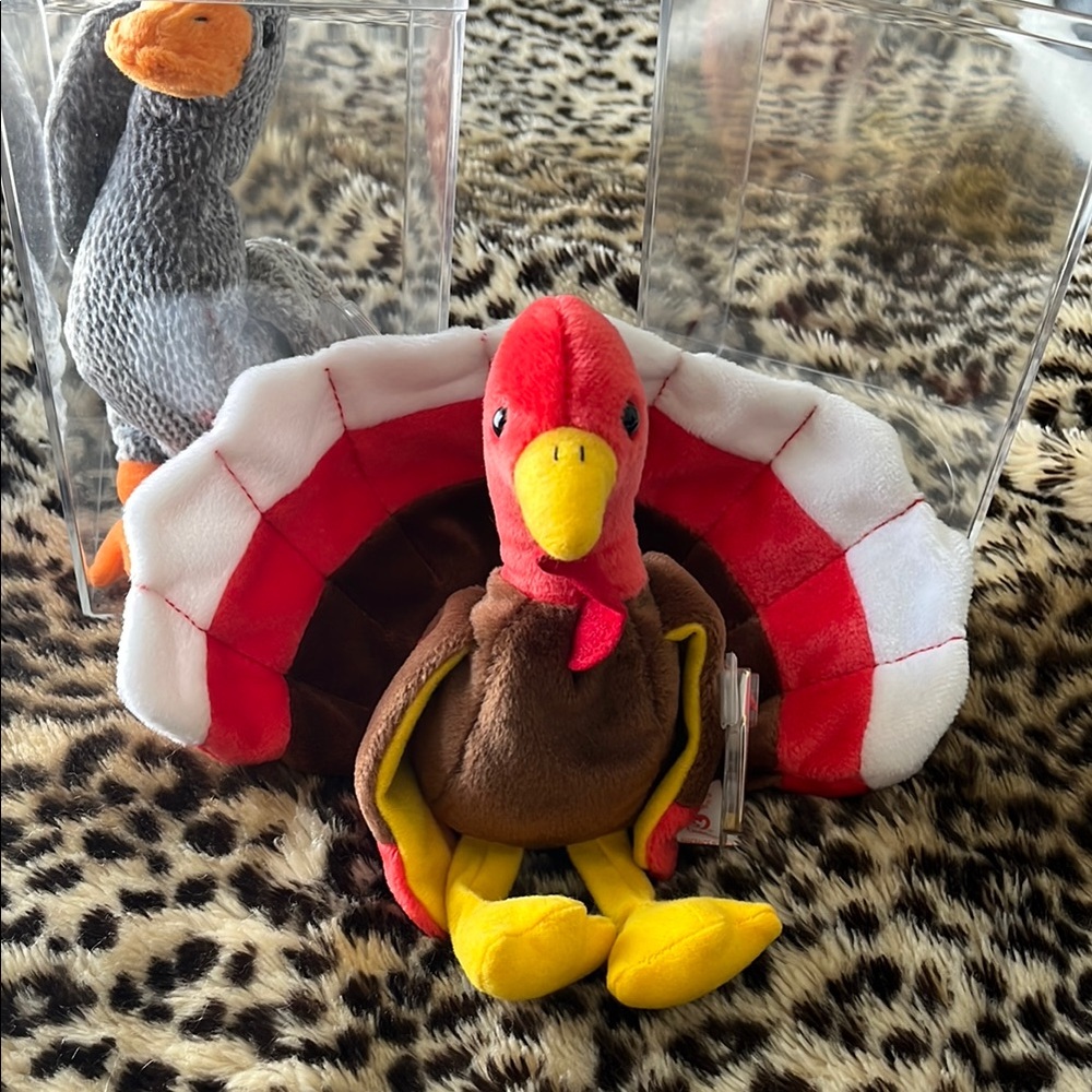 Plush Turkey Bird Toy - Red, Brown, Yellow
